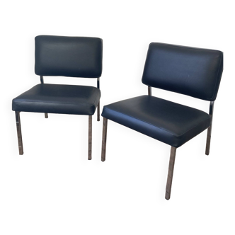 Black leather armchairs
