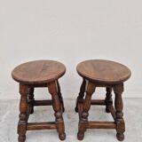 Pair of 19th century solid oak stools
