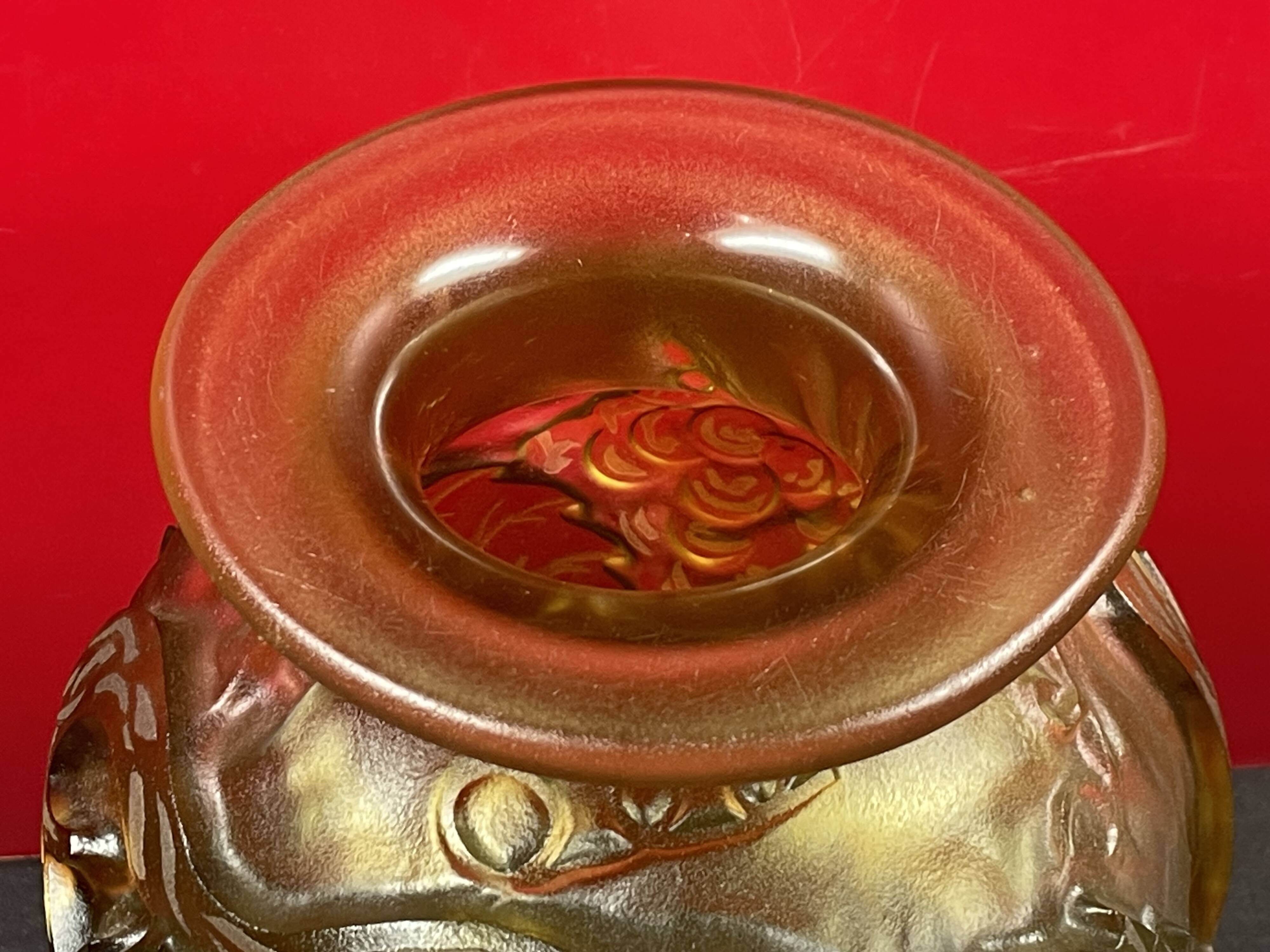 Très beau vase verre  pampre et feuilles de vigne, curieusement non signé 22 cm