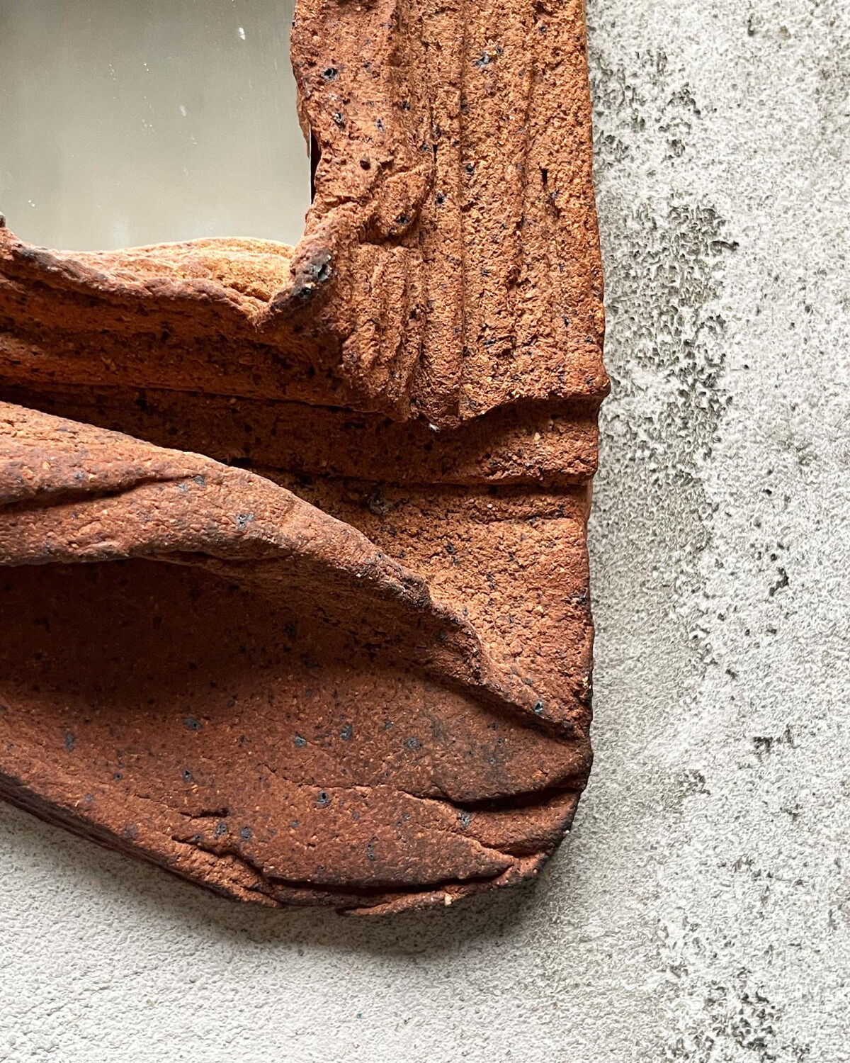 Brutalist terracotta mirror 1960