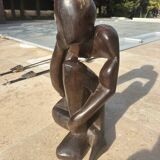 Wooden statue "the thinker"