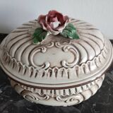 Soupière céramique ovale L20Xl16Xh18 avec rose