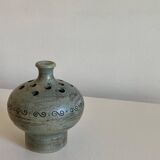 Jacques Blin "flower picker" vase in enameled ceramic with decorative frieze, signed under the base