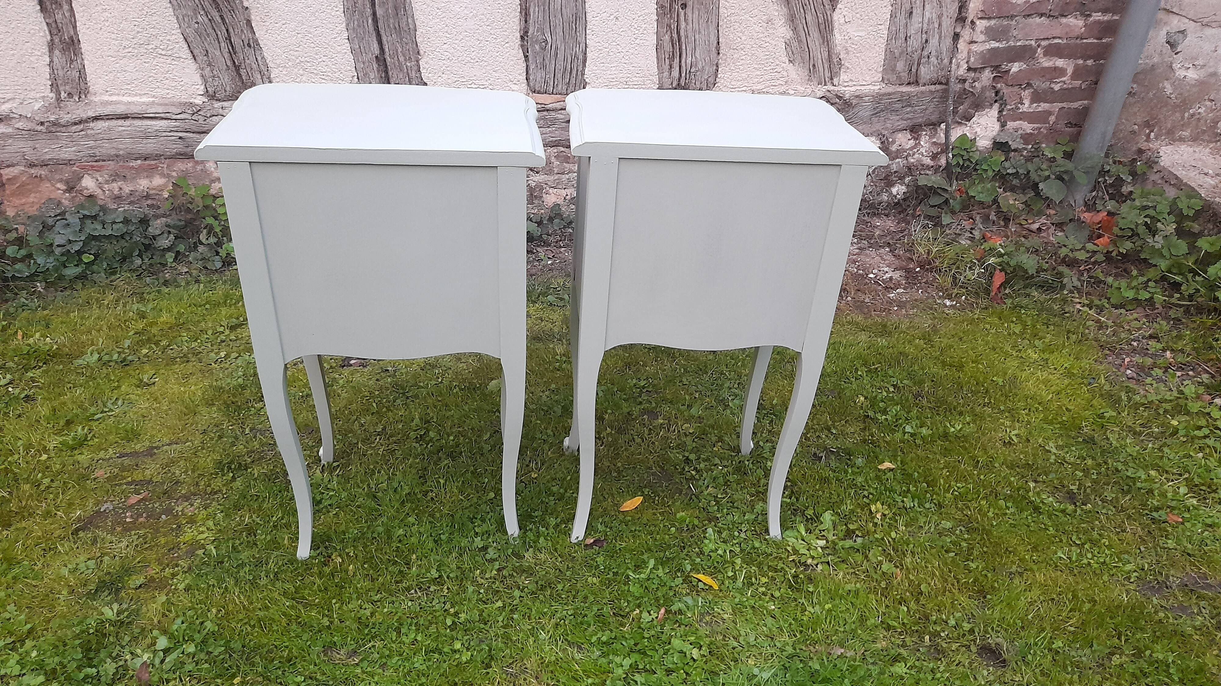 Pair of 1-drawer bedside tables, Louis XV style, Luxembourg green