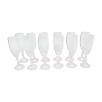 Series of twelve crystal champagne flutes