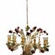 Large Vintage Italian Tole Flower Chandelier with 12 Lights