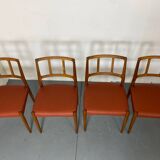 Mid-Century Danish Teak and Leather Dining Chairs by Johannes Andersen for Uldum Møbelfabrik, 1950s, Set of 4