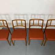 Mid-Century Danish Teak and Leather Dining Chairs by Johannes Andersen for Uldum Møbelfabrik, 1950s, Set of 4