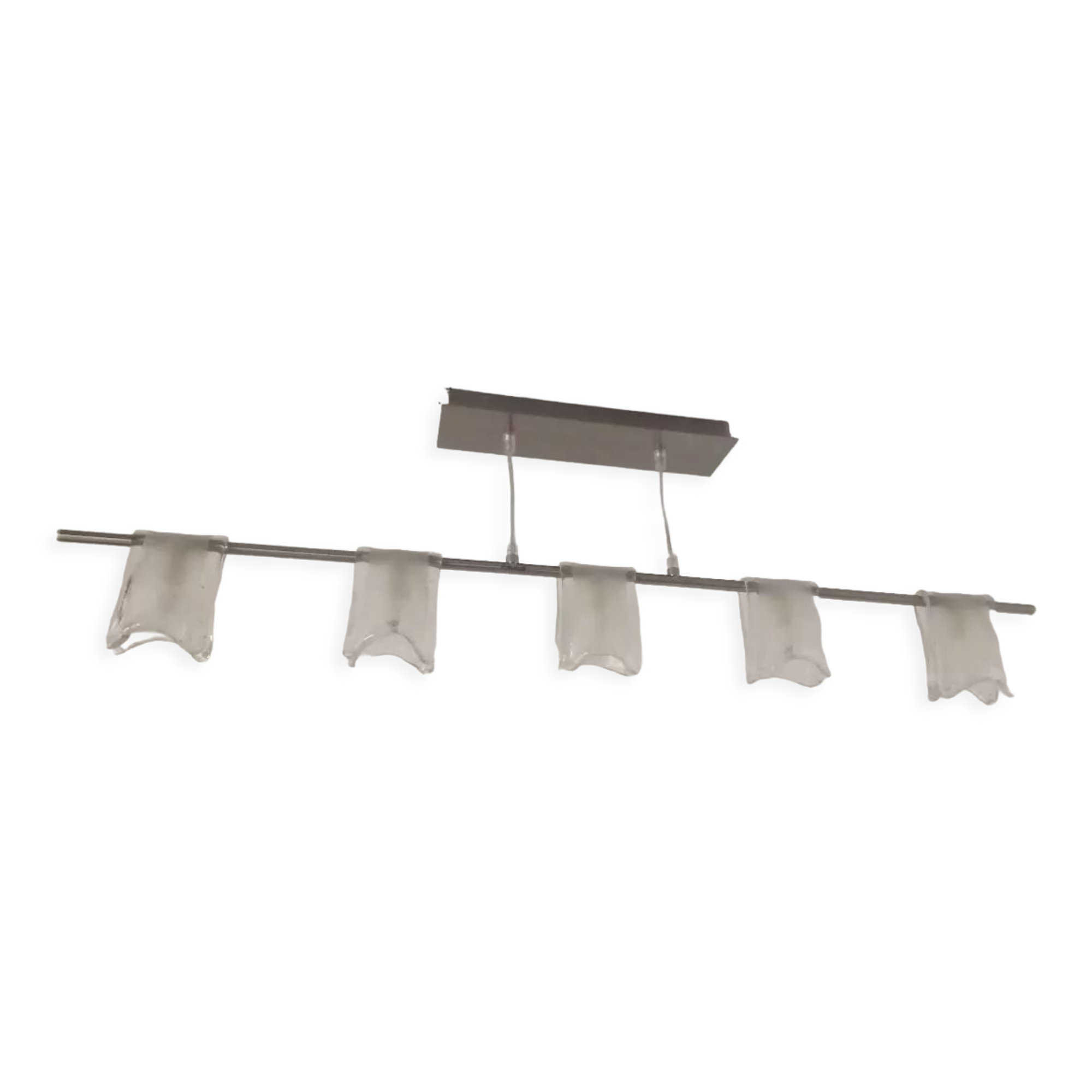 80's chrome chandelier with murano lampshades