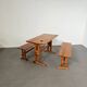 Scandinavian modern solid pinewood benches and dining table, 1970s