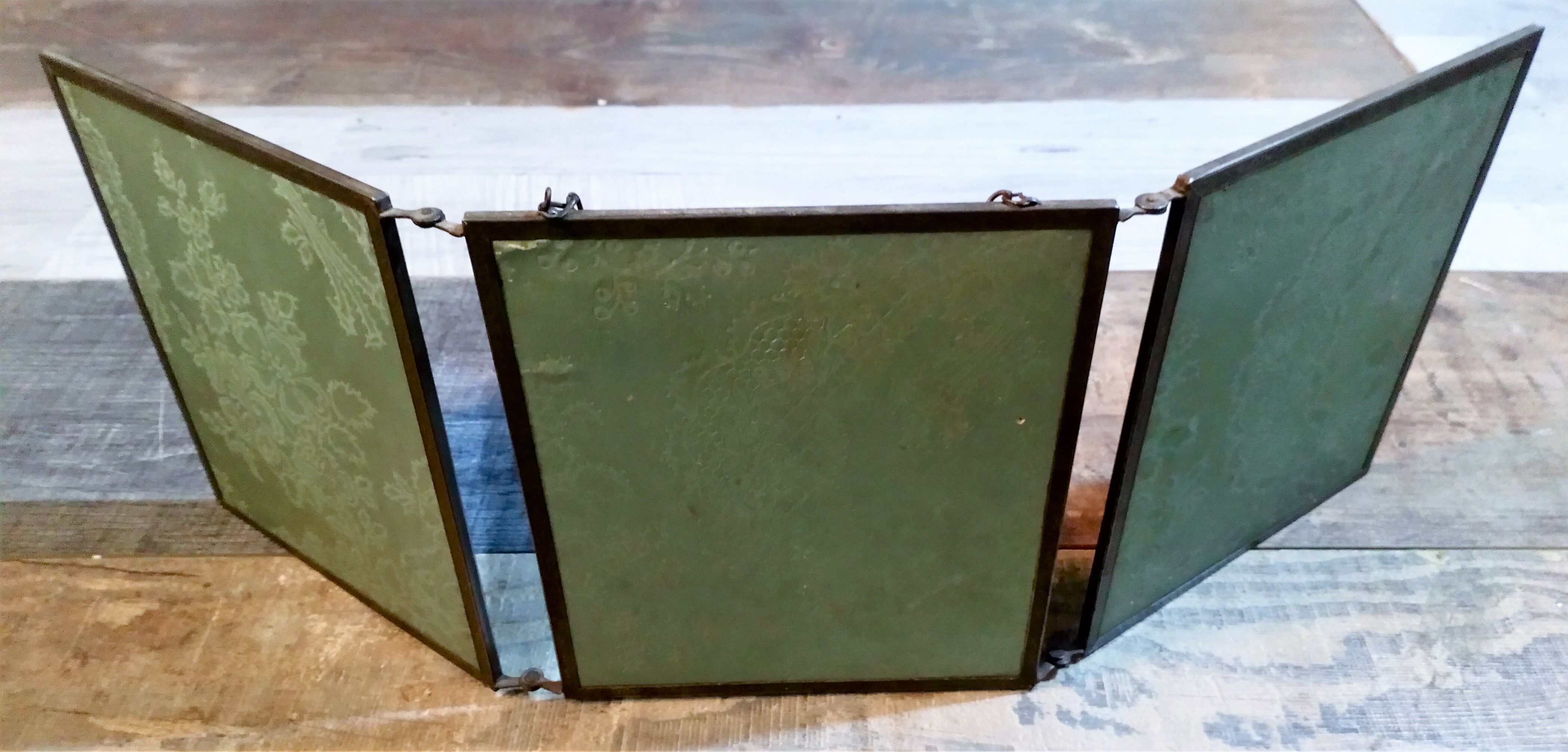 Mirror barber triptych early twentieth century 57x21cm