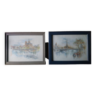 2 impressions d'aquarelle Paris "Bernadette Voz"