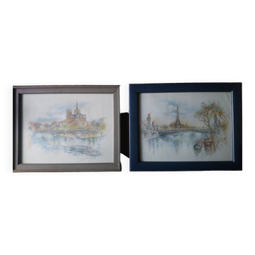 2 impressions d'aquarelle Paris "Bernadette Voz"