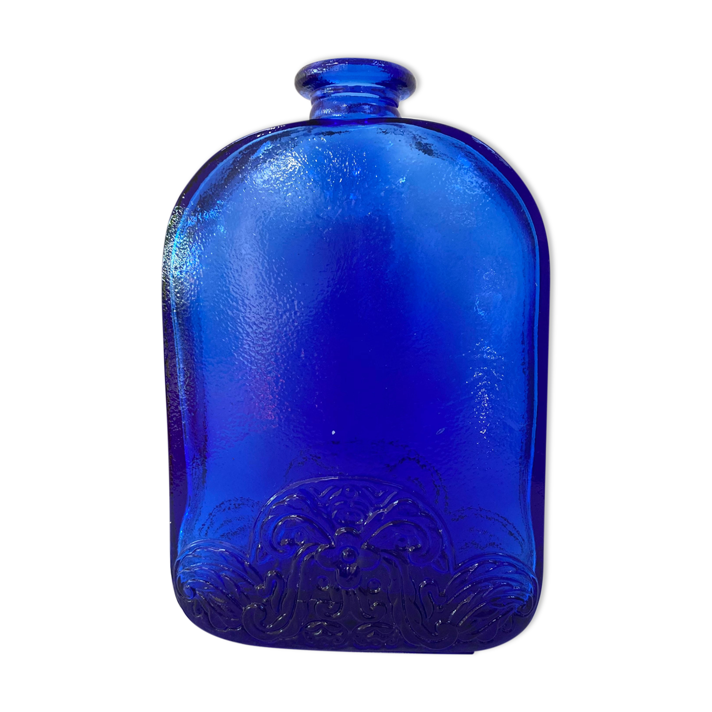 Large model cobalt blue glass bottle