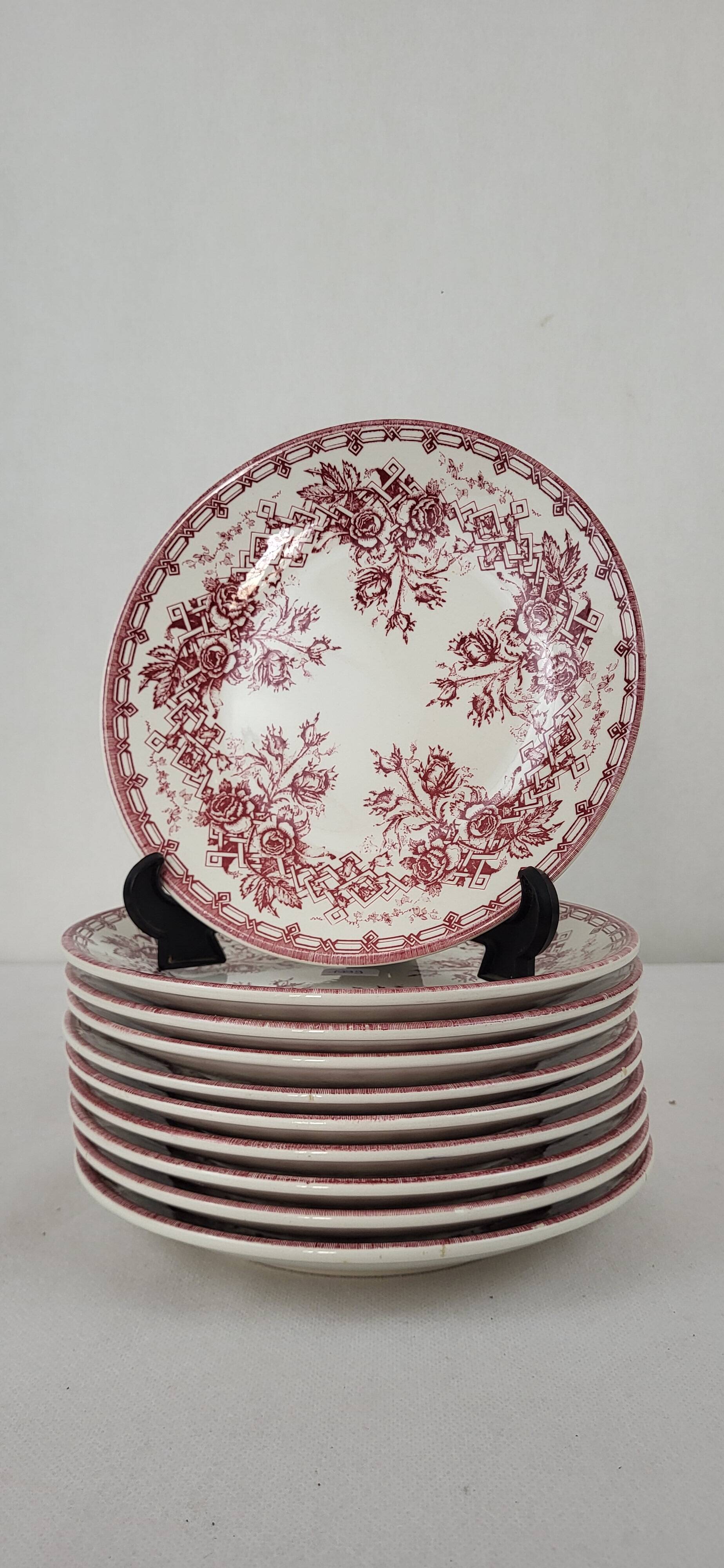 10 Sarreguemines earthenware plates