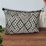 Berber cushion kilim green white