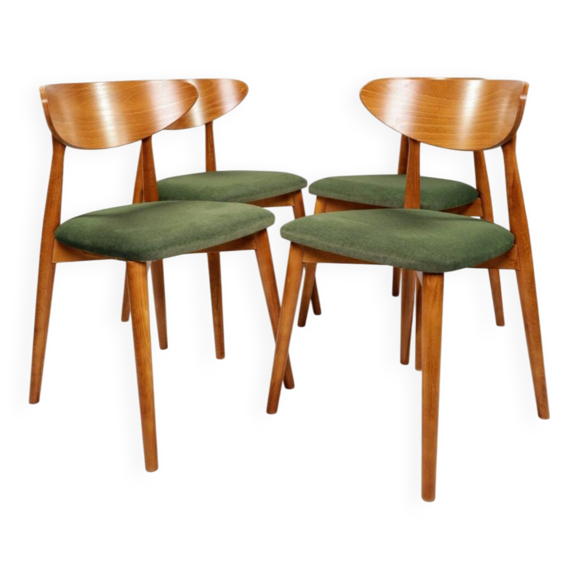 Scandinavian dining chairs 4 royal green velvet