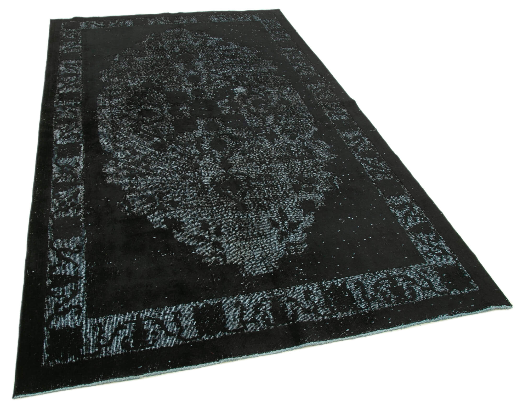 Handmade contemporary oriental 1970s 160 cm x 272 cm black carpet