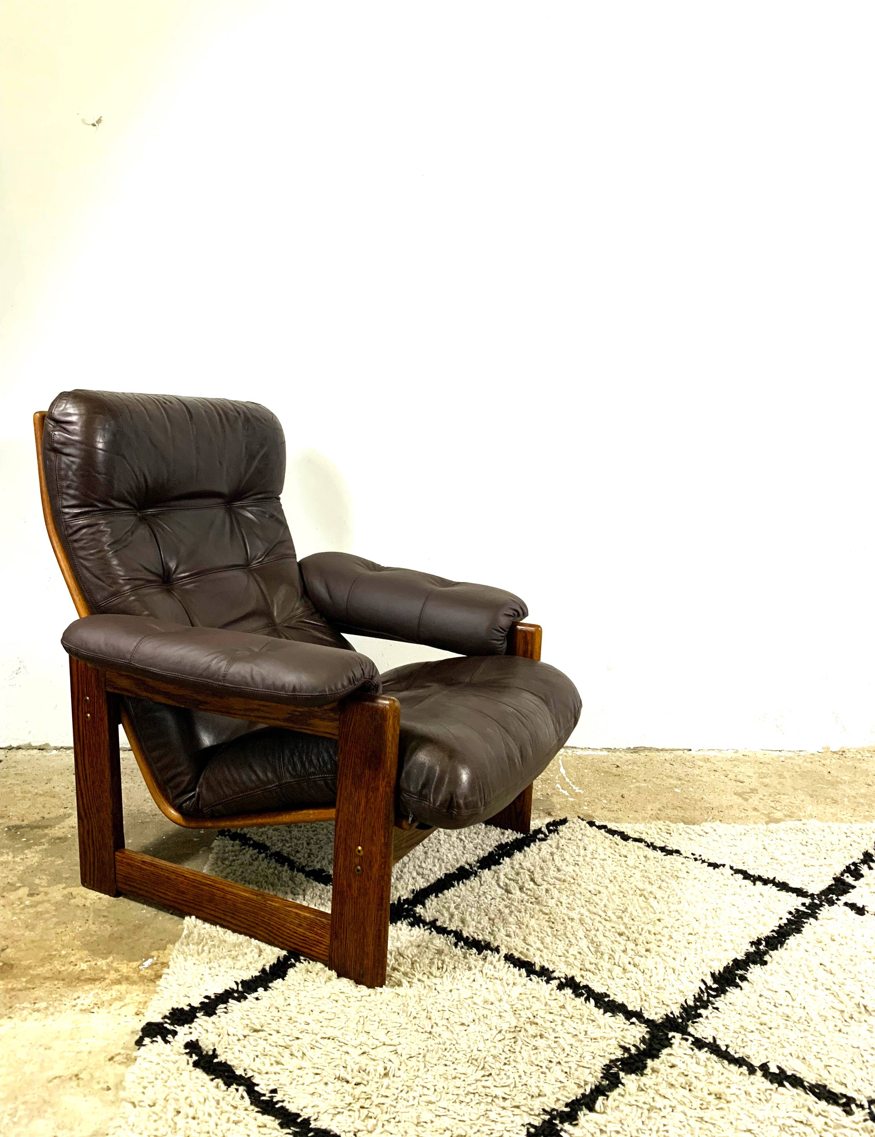 Wenge & Leather Lounge Armchair By Coja, 1981