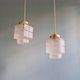 Pair of Art Deco Skyscraper satin glass pendant lights, 1930s