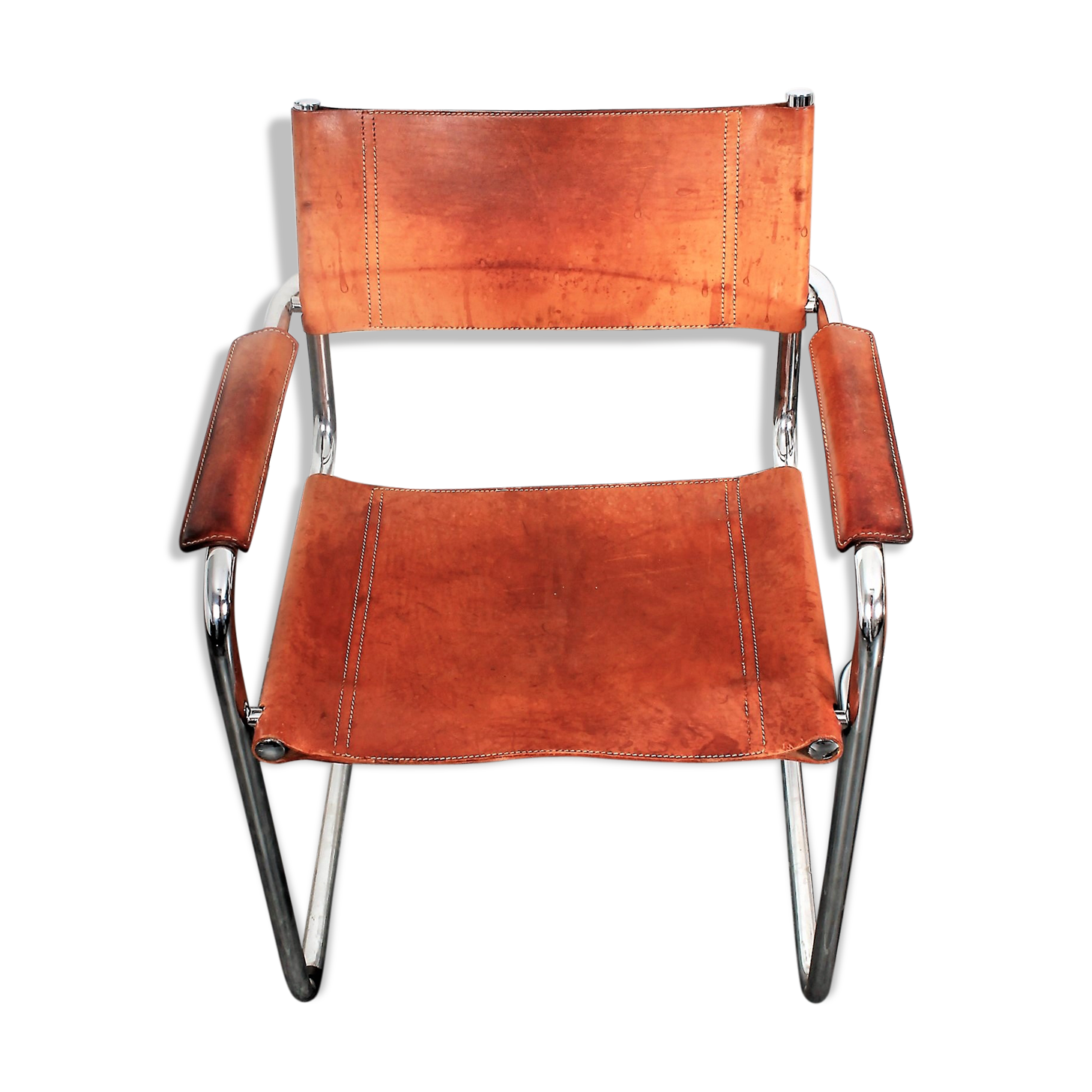 Fauteuil en cuir cognac