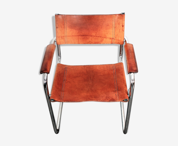 Fauteuil en cuir cognac