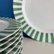 Set of 8 large Guy Degrenne flat plates, vintage green pareo model