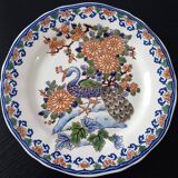 Assiette de collection Gien peint main décor paon