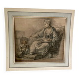 Dessin scène intérieure de 1933