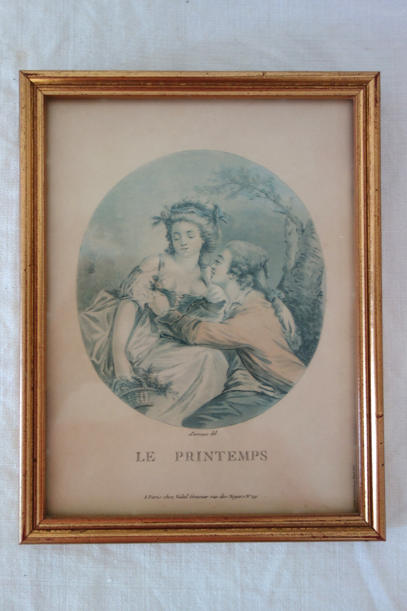 4 old lithographs of the 4 seasons