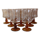 9 Luminarc "Antique" amber-stemmed red wine glasses