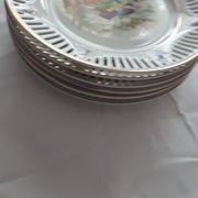 6 assiettes à dessert "scènes galantes"