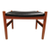 Danish Teak Footstool, Black Skai Leather, 1960s Spøttrup Design