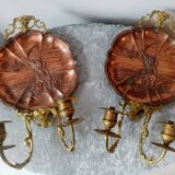 Pair of Napoleon 3 wall lights in copper and brass