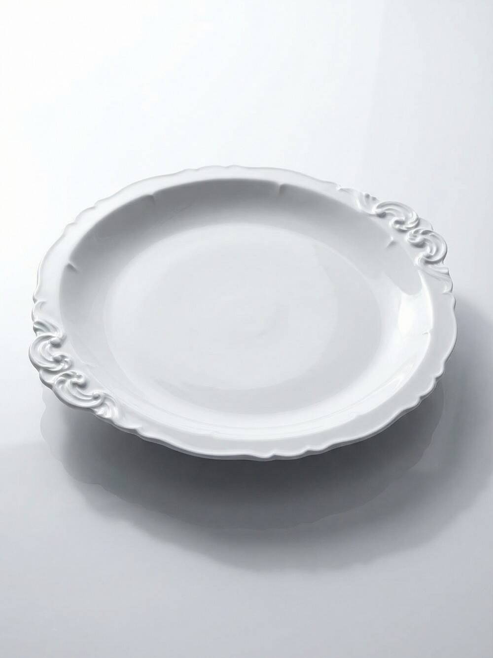 Large serving dish made of fine white Limoges porcelain, vintage/antique.