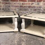 Sofa side tables in resin and brass
