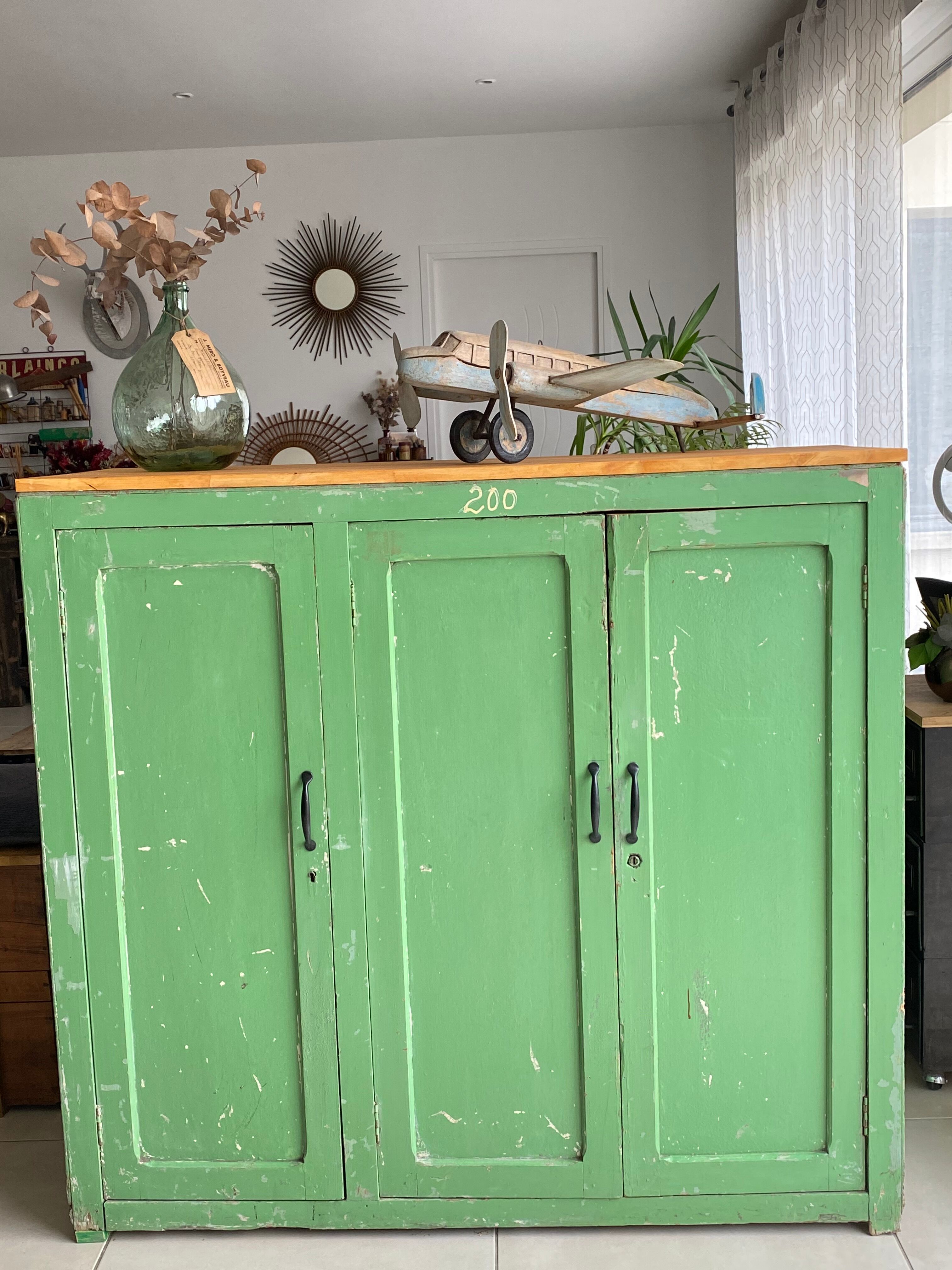 Meuble de métier en bois vintage