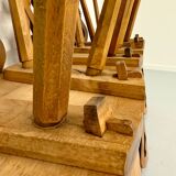 Set of 6 Alsatian double heart chairs in solid oak, early 20th century