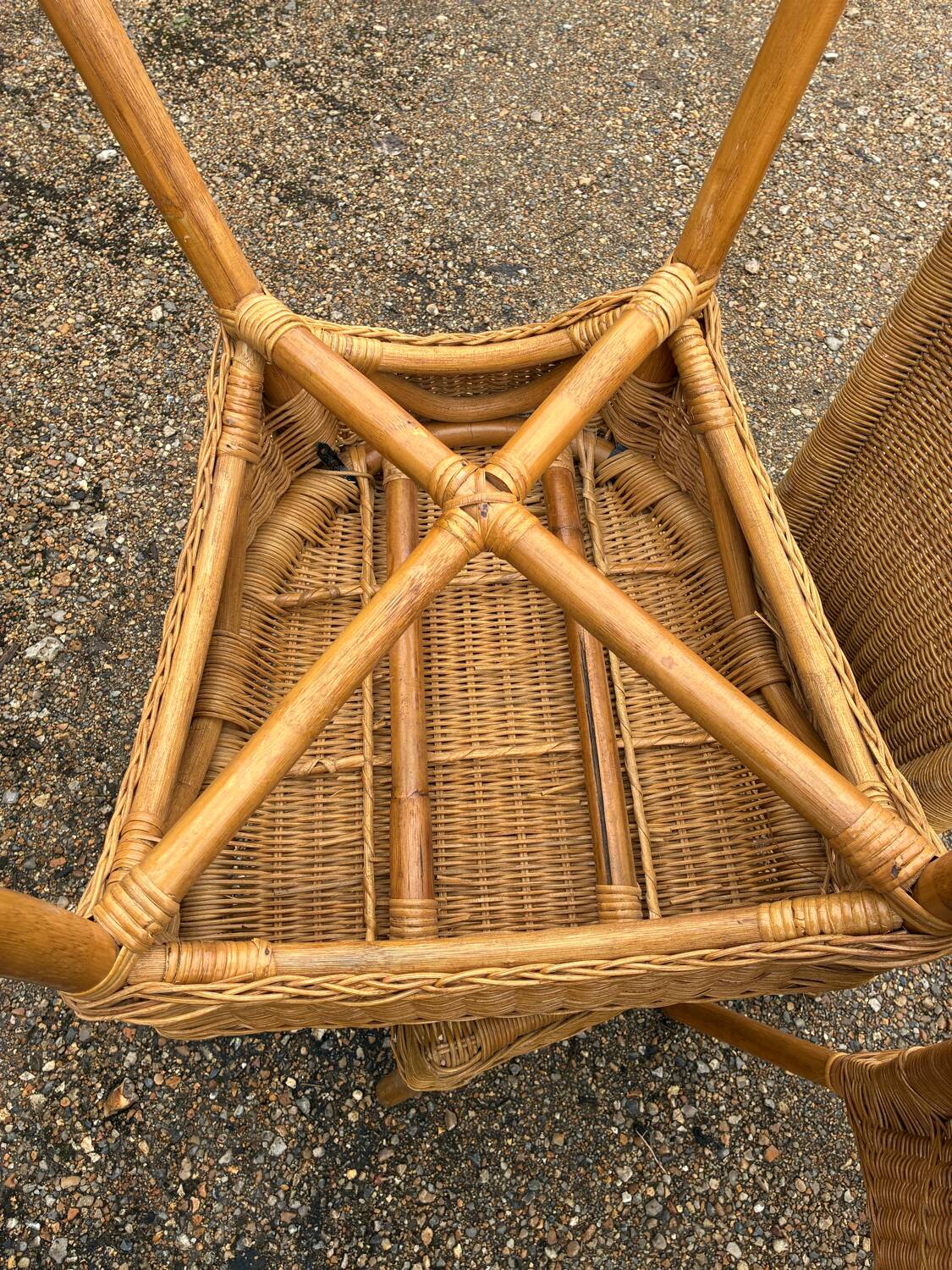 3 rattan and bamboo chairs