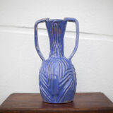 Vase in brutalist blue glazed terracotta 70