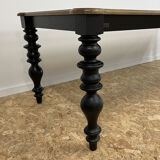 Table à manger classique en bois, pieds noirs, 12 couverts