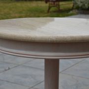 Petite table basse ronde travertin/bout de canapé années 80/90