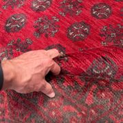 Vintage Afghan Turkoman village rug 195x280 cm, red, black tribal large