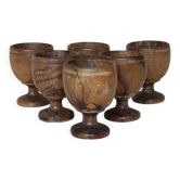Set of 6 wooden egg cups