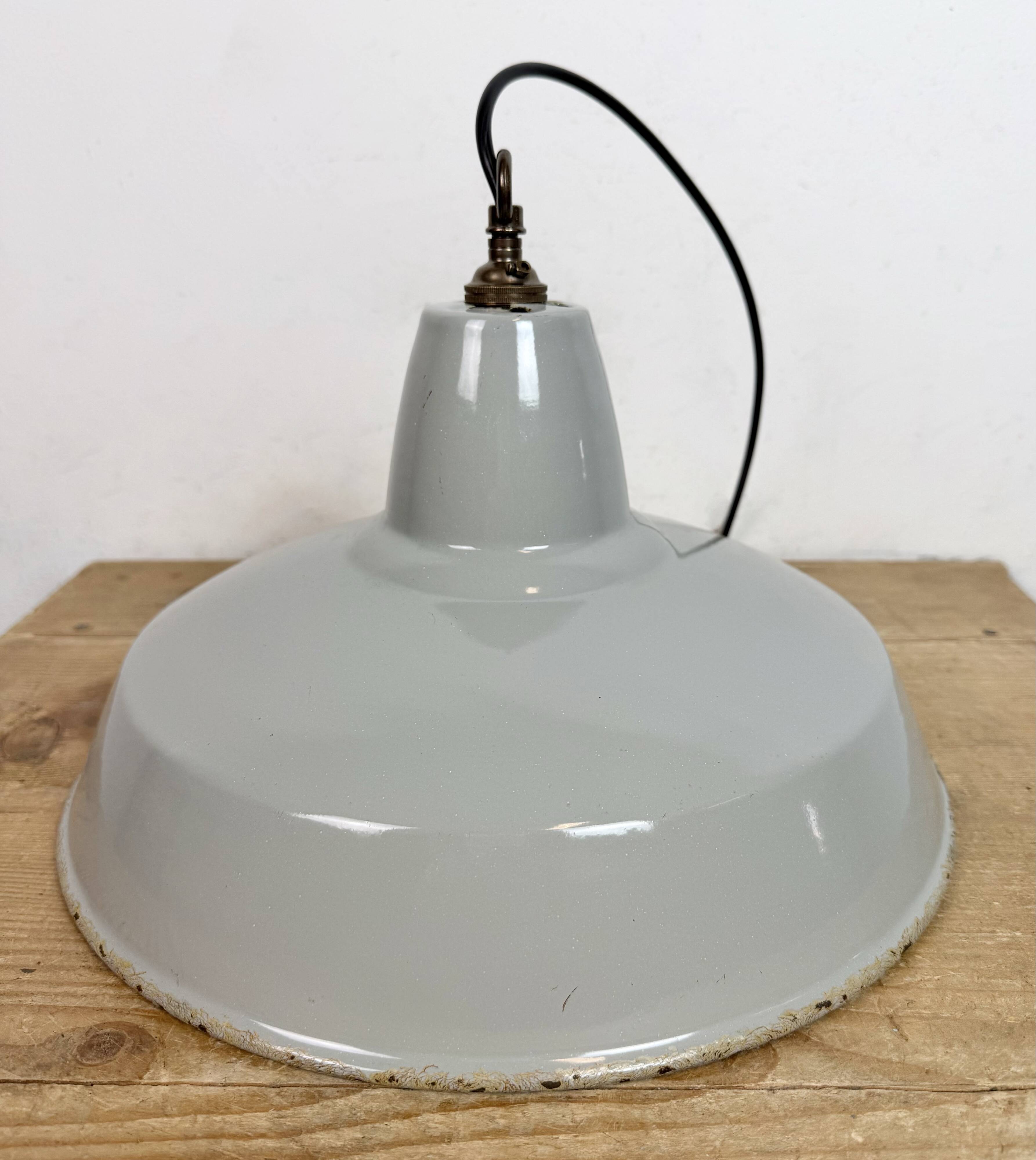 Industrial Grey Enamel Factory Pendant Lamp from Thorlux, 1960s