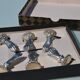 6 silver-plated menu holders A British production