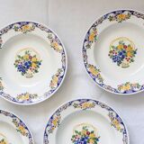 Set of 5 Boch soup plates, Fructidor service, vintage