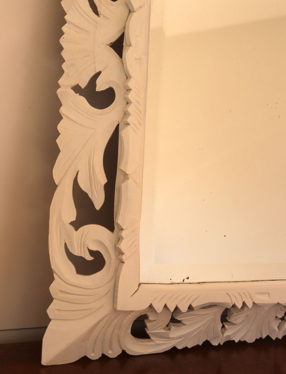 Miroir biseauté Henri II en blanc