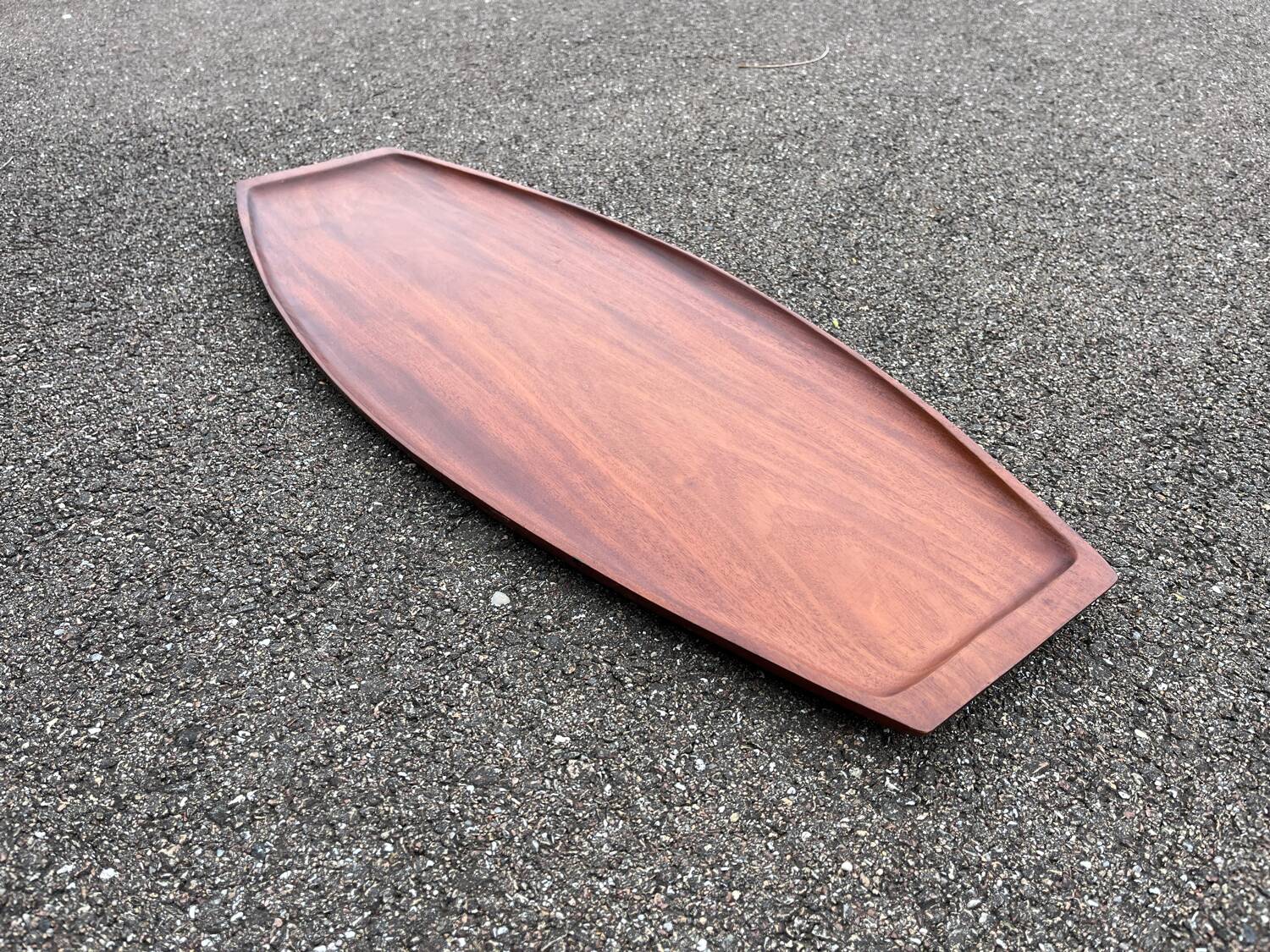 Large teak serving tray 1960s Scandinavian signed 76cm Denmark