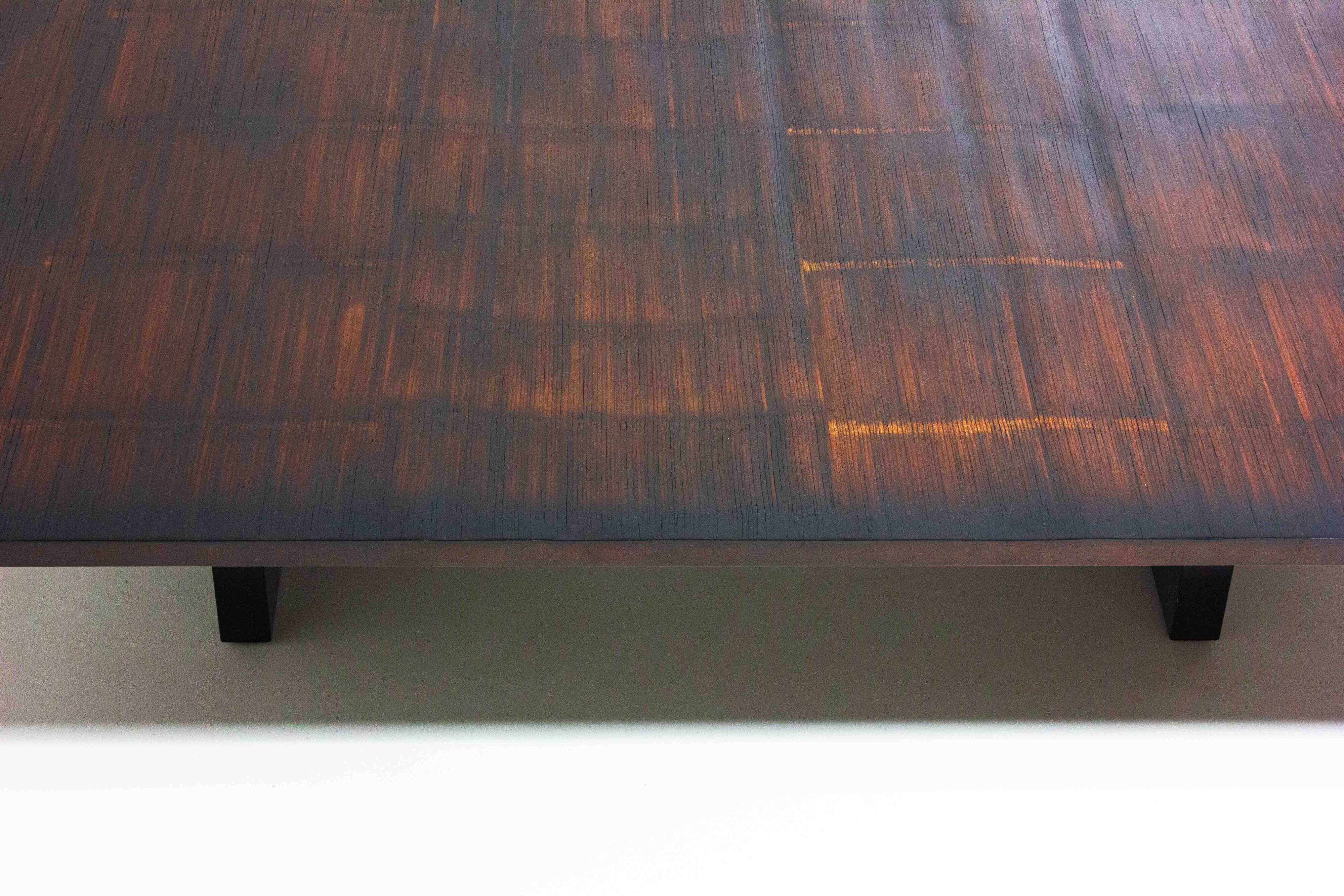 Large bamboo & wengé coffee table by Axel Vervoordt, 1980s